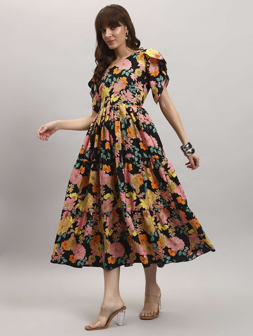 yellow polyseter anarkali gown - 22309209 -  Standard Image - 1