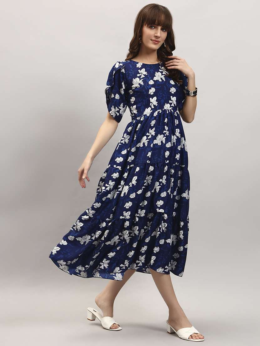 women floral tulip sleeve tiered dress - 22309212 -  Standard Image - 1