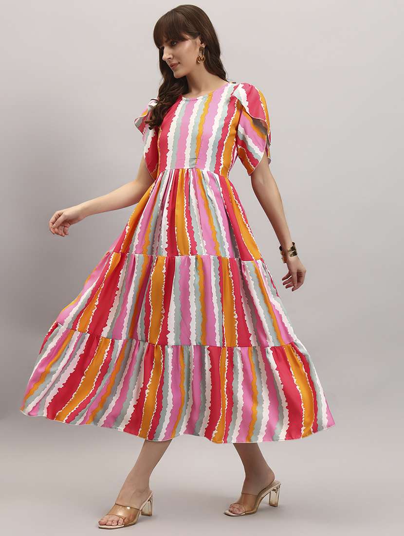 women printed tulip sleep tiered dress - 22309216 -  Standard Image - 1