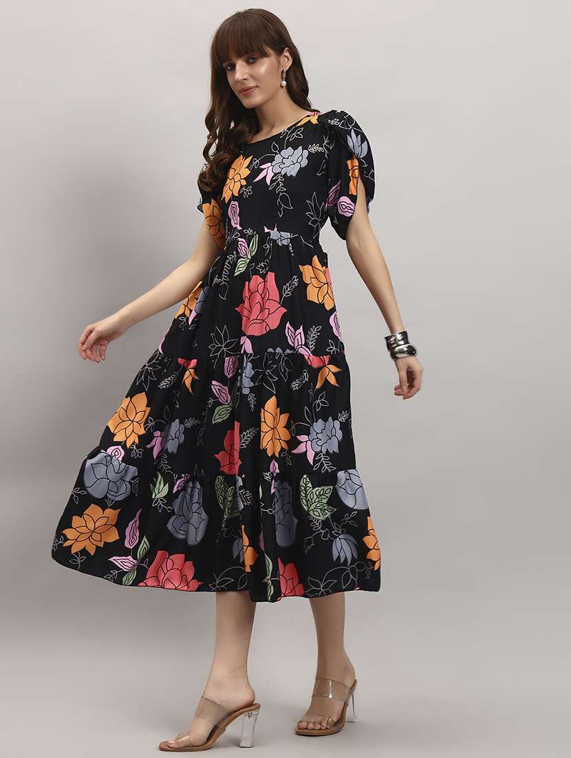women floral print tulip sleeve tiered dress - 22309416 -  Standard Image - 1