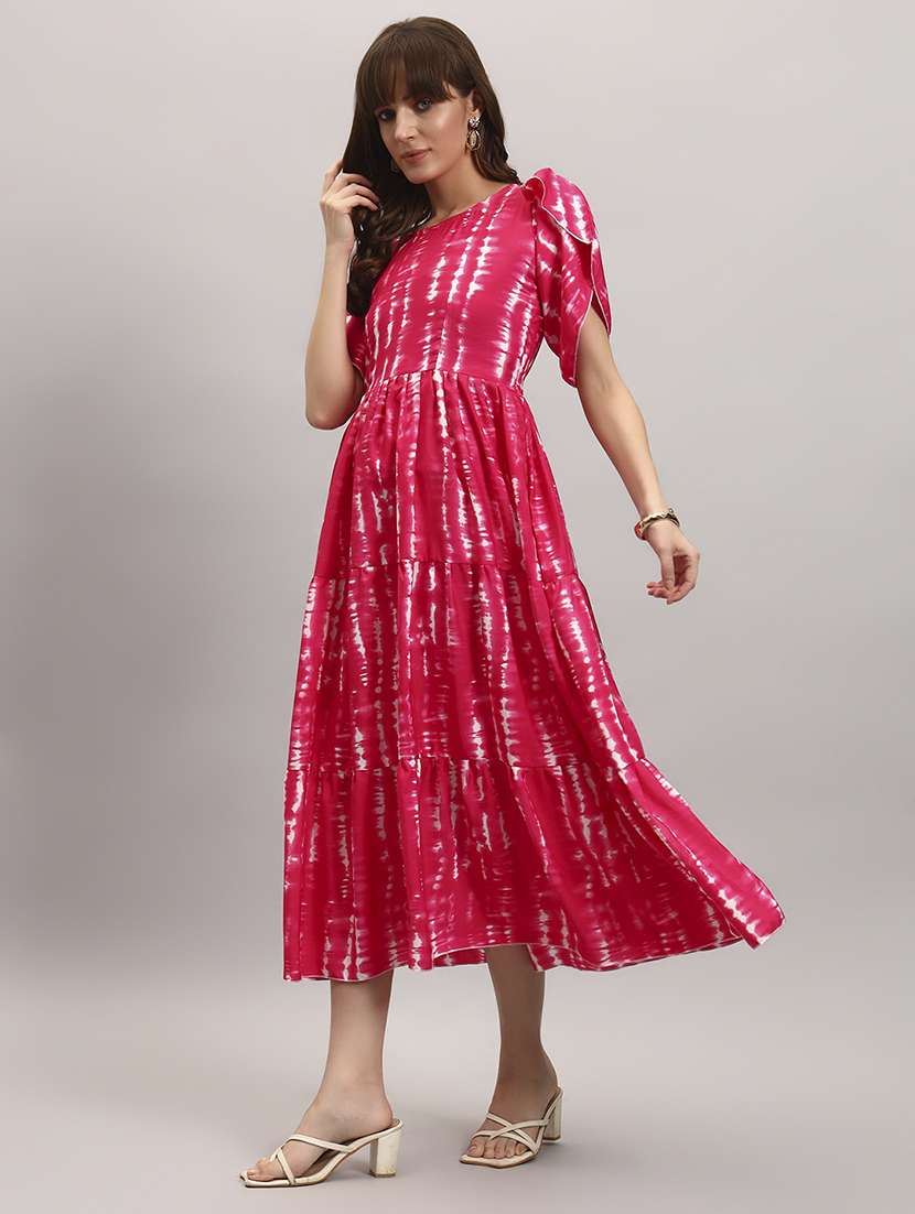 women tie & dye tulip sleeve tiered dress - 22309428 -  Standard Image - 1