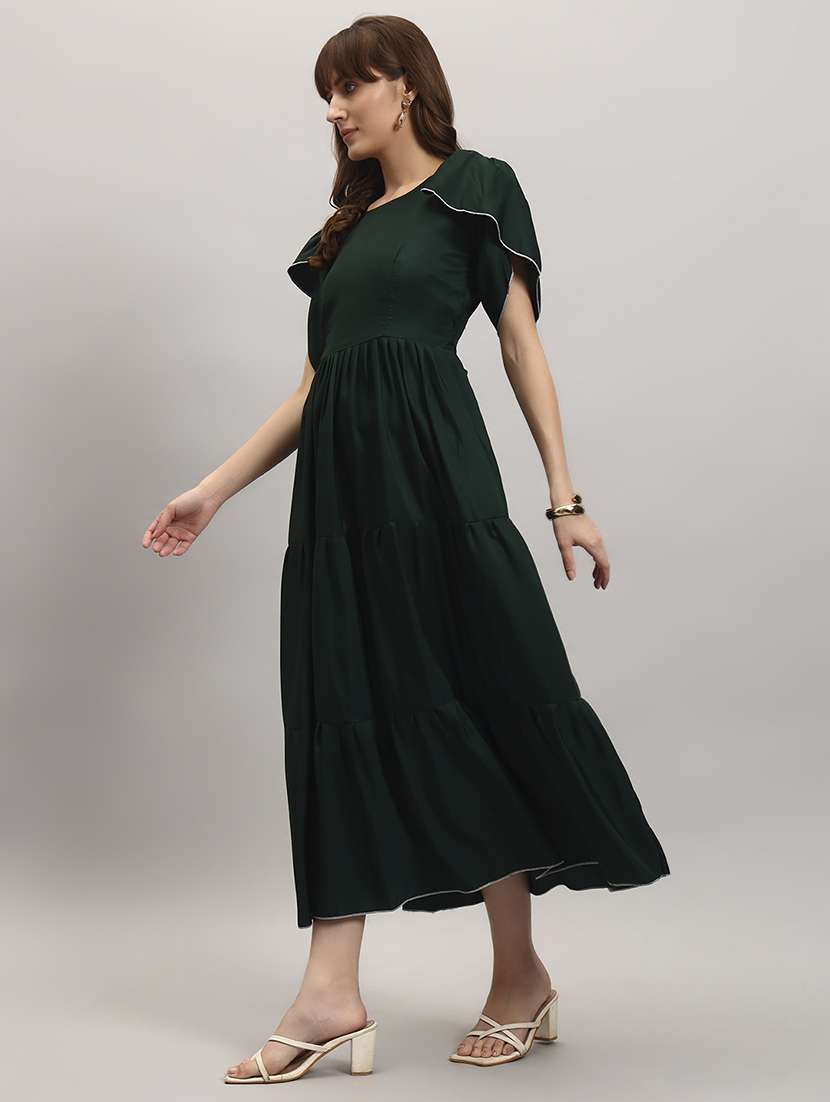 women solid tulip sleeve tiered dress - 22309441 -  Standard Image - 1