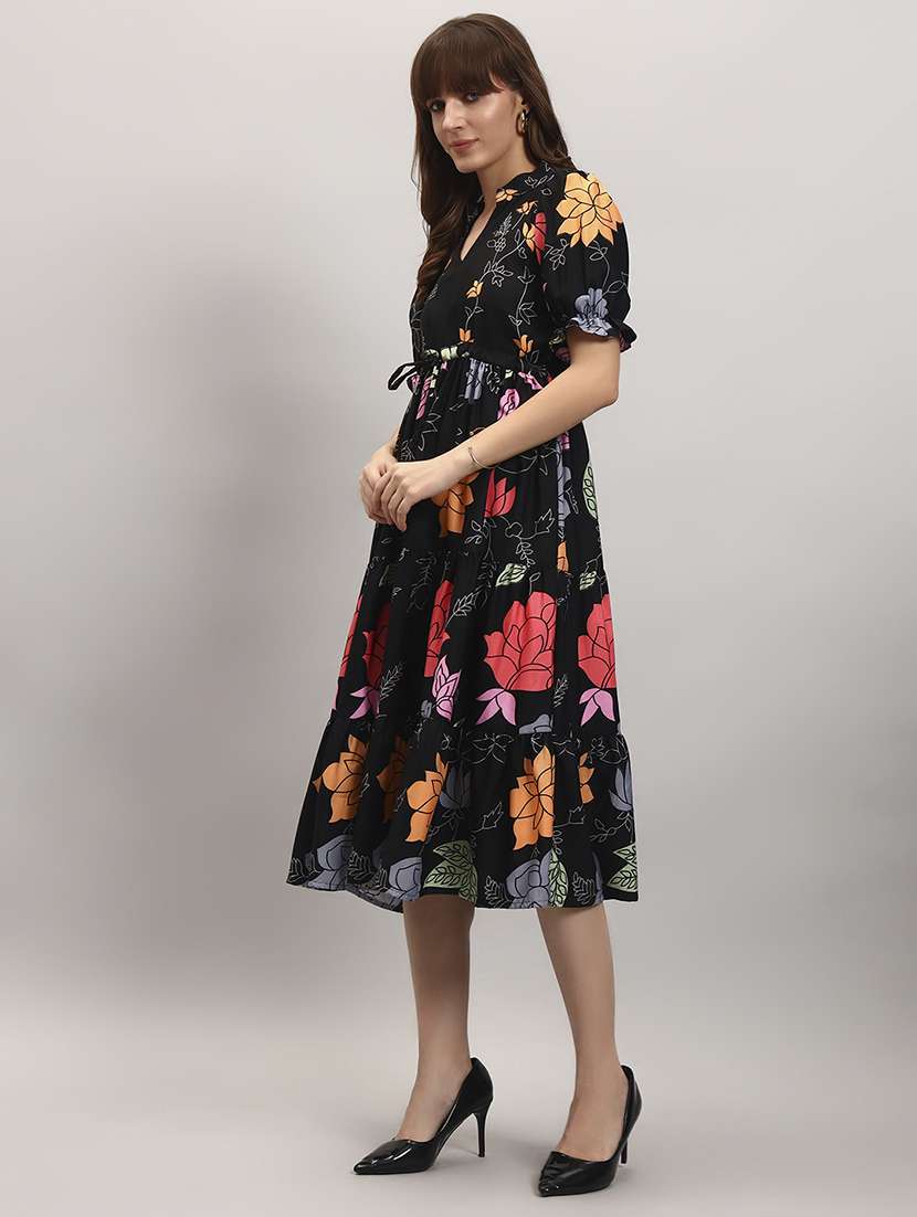 women floral print puff sleeve tiered dress - 22309684 -  Standard Image - 1