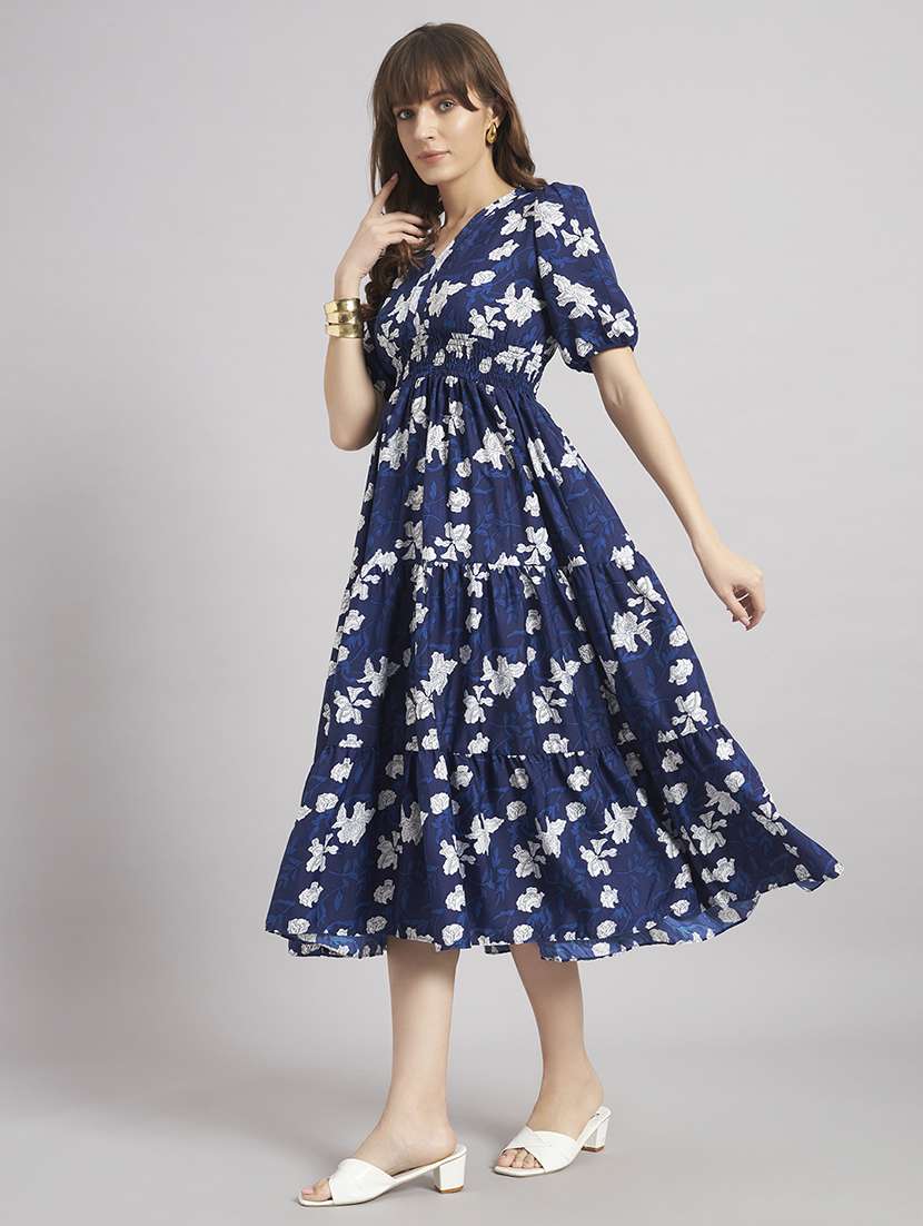 women floral puff sleeve tiered dress - 22309736 -  Standard Image - 1