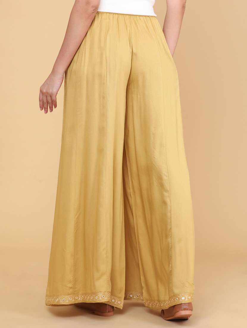 Women Embroidered Mid Rise Flared Palazzo - 22309843 -  Standard Image - 4