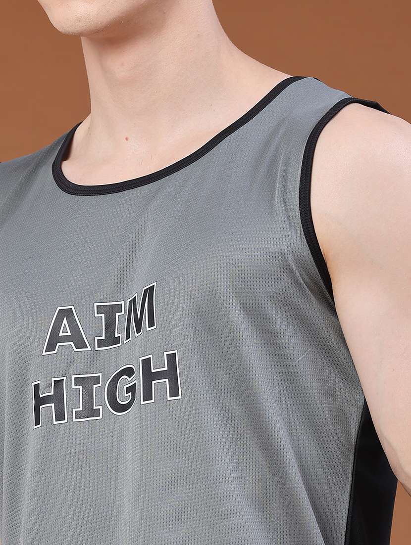 men colourblocked sleeveless regular fit t-shirt - 22309850 -  Standard Image - 1