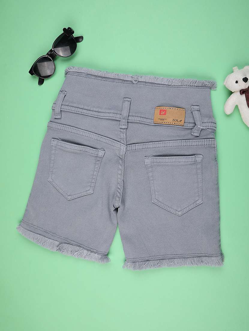 girls solid mid rise shorts - 22309923 -  Standard Image - 1