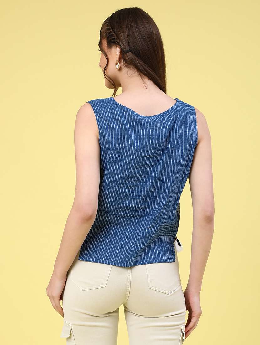 blue cotton crop top - 22310247 -  Standard Image - 4