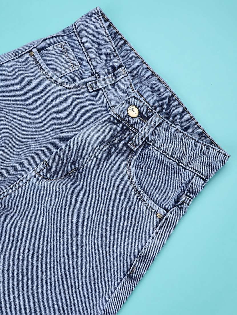 girls solid mid rise wide leg jean - 22310373 -  Standard Image - 4