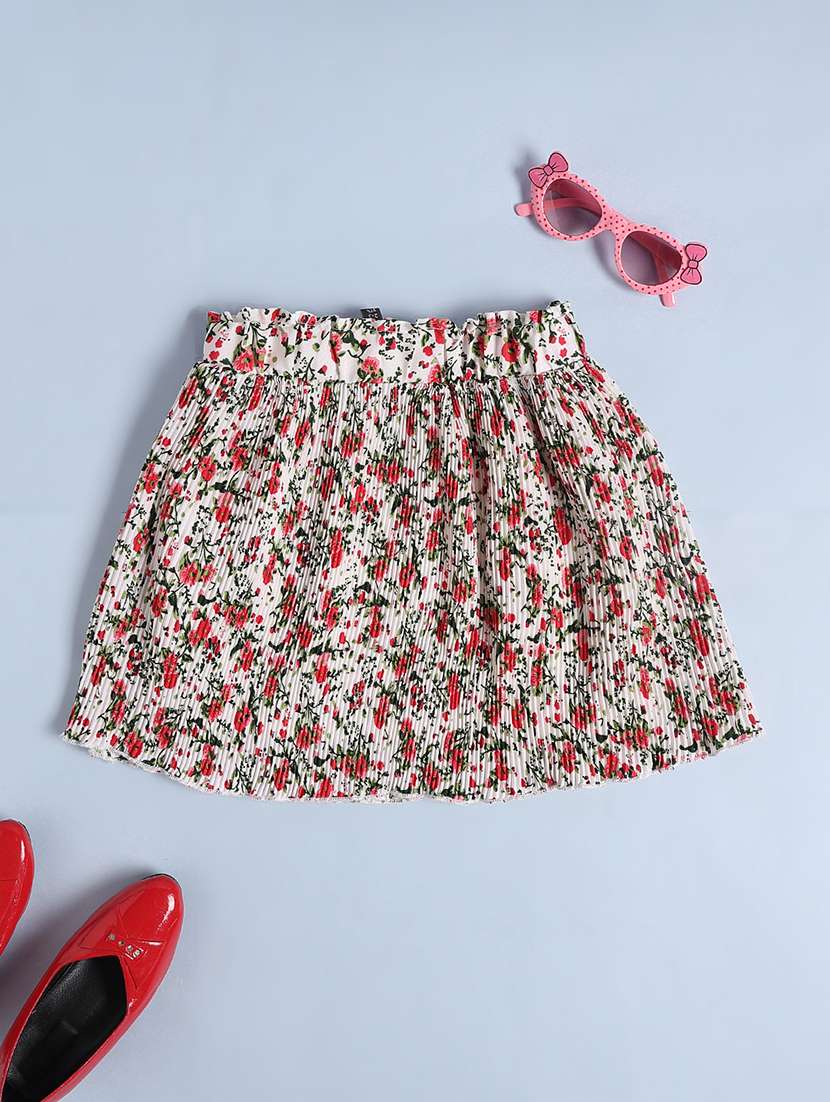 Kids Off White Polyester Pleated Skirt - 22310377 -  Standard Image - 1