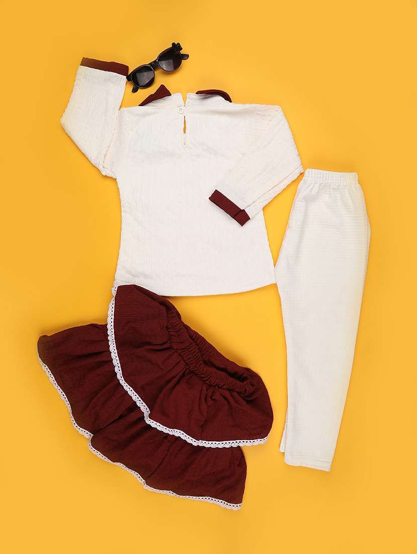 maroon cotton combo infant twin set - 22310425 -  Standard Image - 1