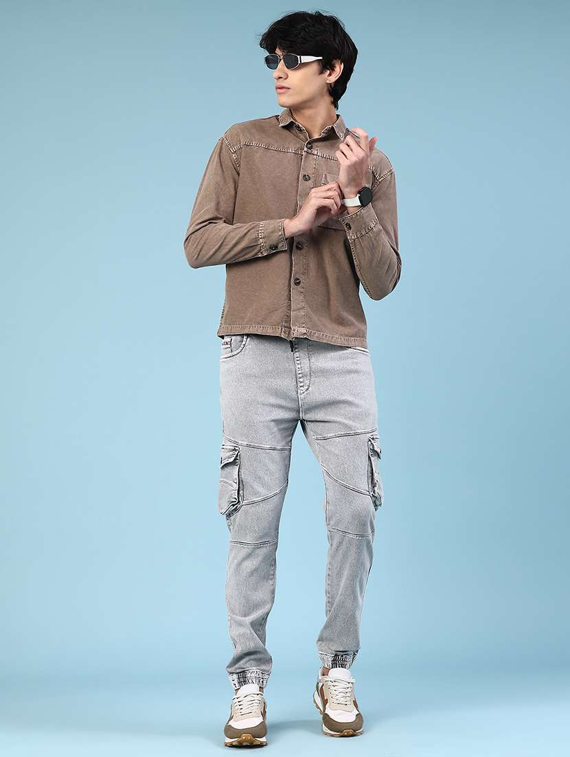 Men Solid Mid Rise Regular Fit Cargo - 22310436 -  Standard Image - 4