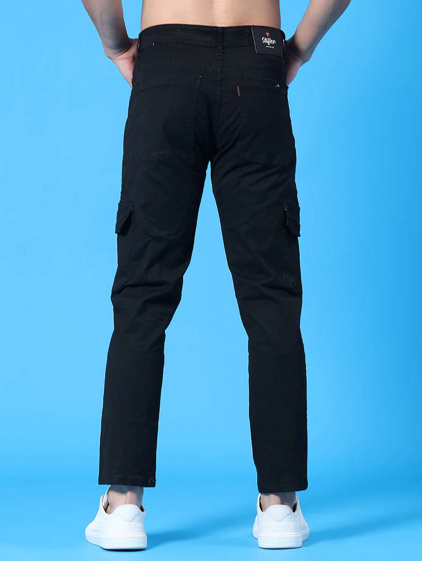 men solid mid rise regular fit cargo  - 22310446 -  Standard Image - 4