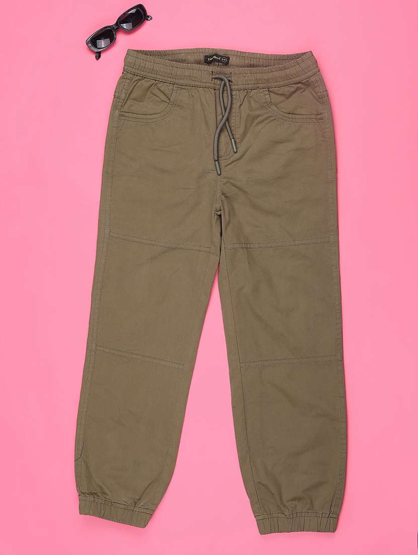 olive poly cotton plain jogger - 22310465 -  Standard Image - 1