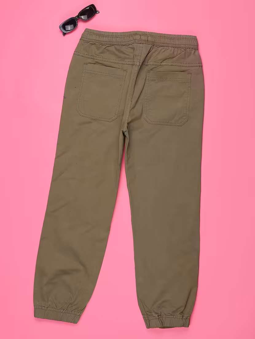 olive poly cotton plain jogger - 22310465 -  Standard Image - 1