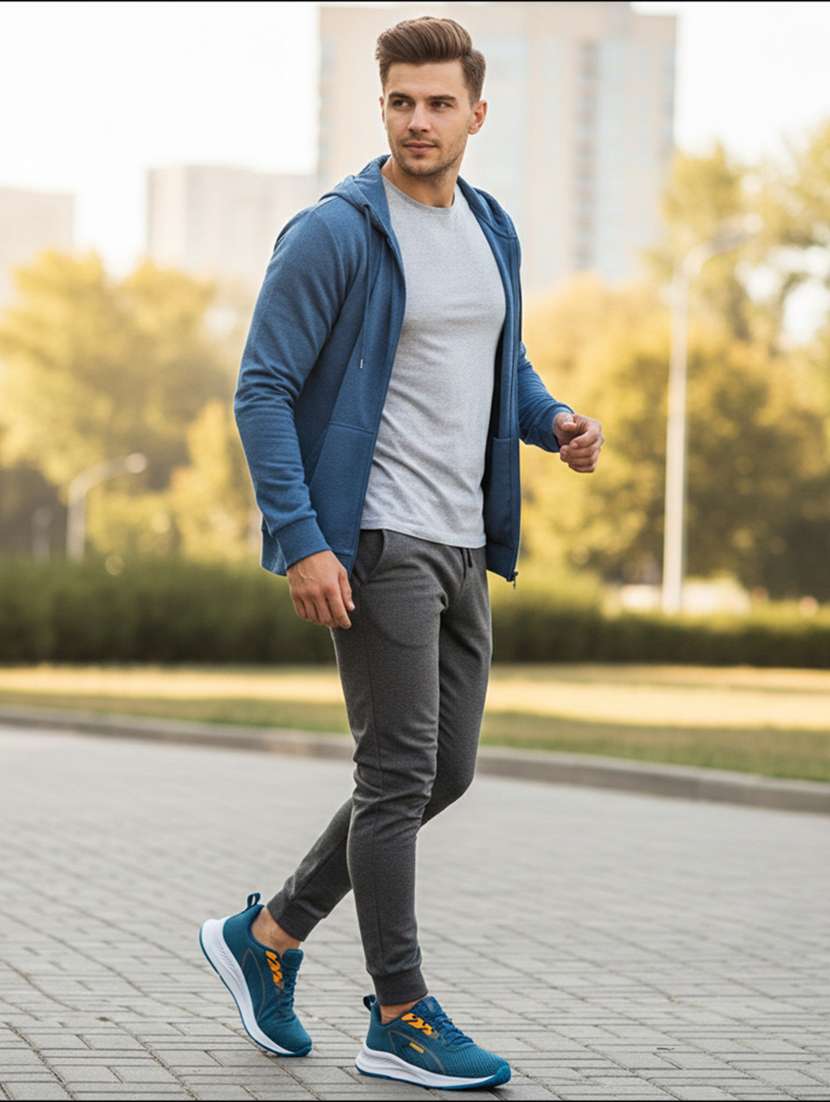 men turquoise lace up sport shoe - 22310475 -  Standard Image - 1