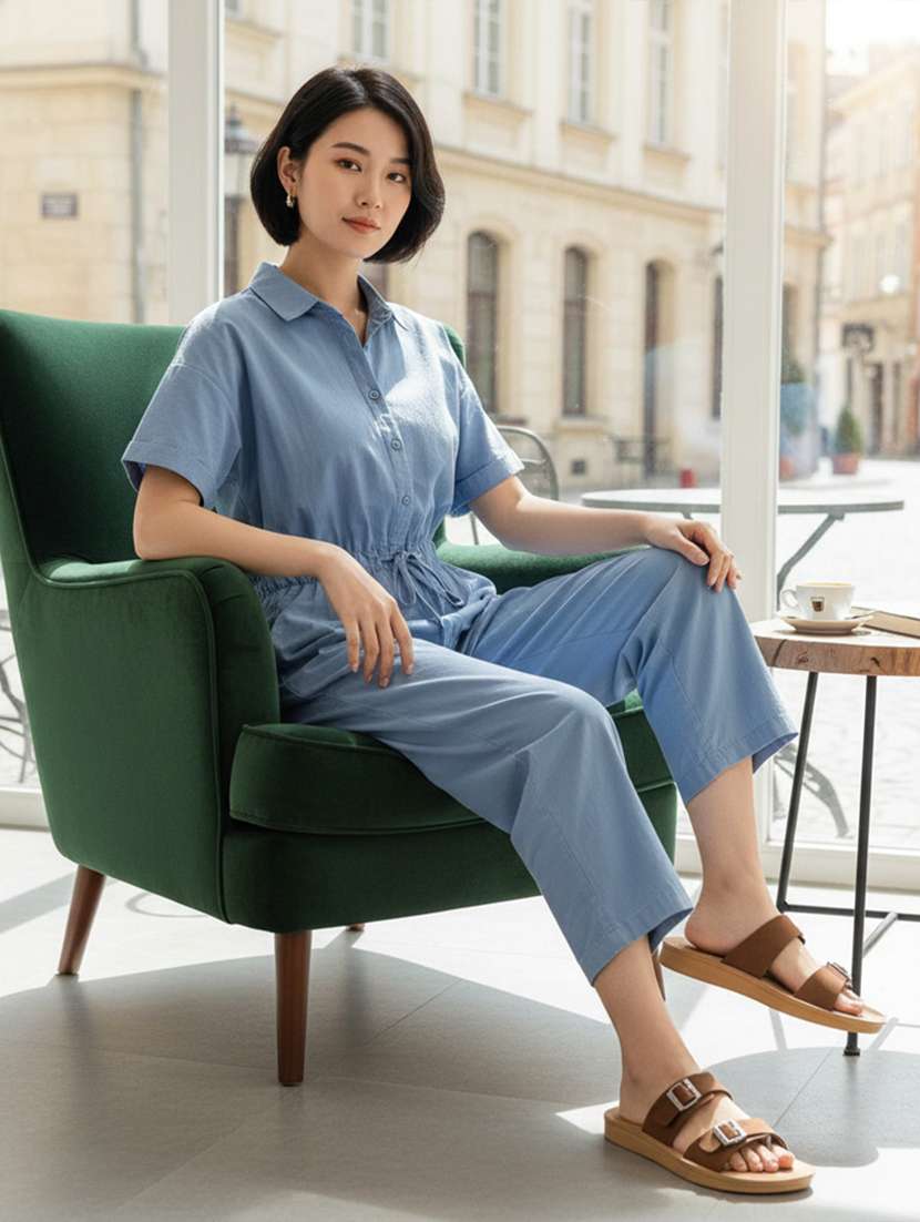 women solid slip on flat sandal - 22310490 -  Standard Image - 1