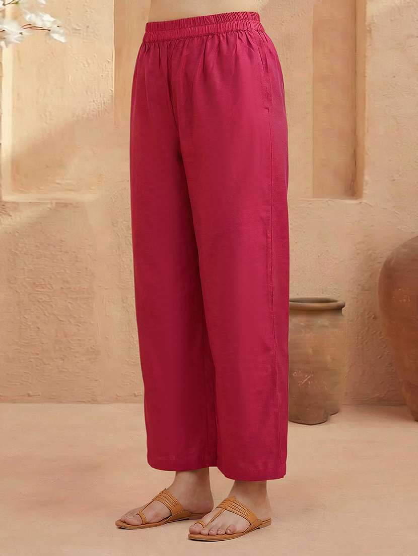 women solid three quarter sleeve kurta palazzo set - 22310504 -  Standard Image - 4