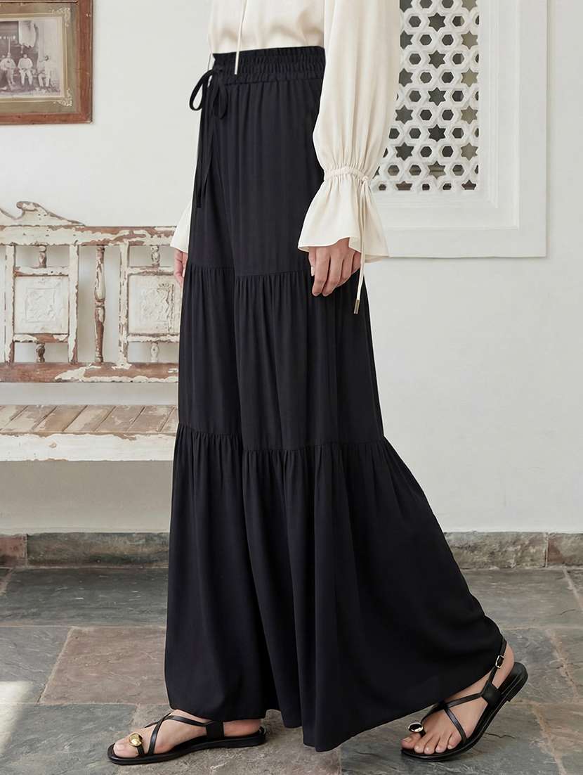 women black solid mid rise sharara - 22310508 -  Standard Image - 1