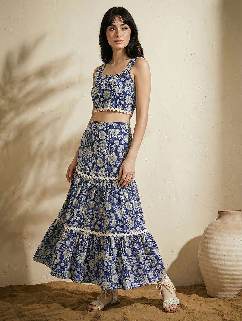 women printed top and skirt co-ord set - 22310514 -  Standard Image - 1