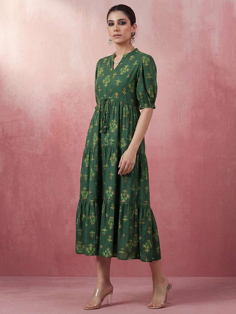 women floral puff sleeve sleeve ethnic dress - 22310523 -  Standard Image - 1