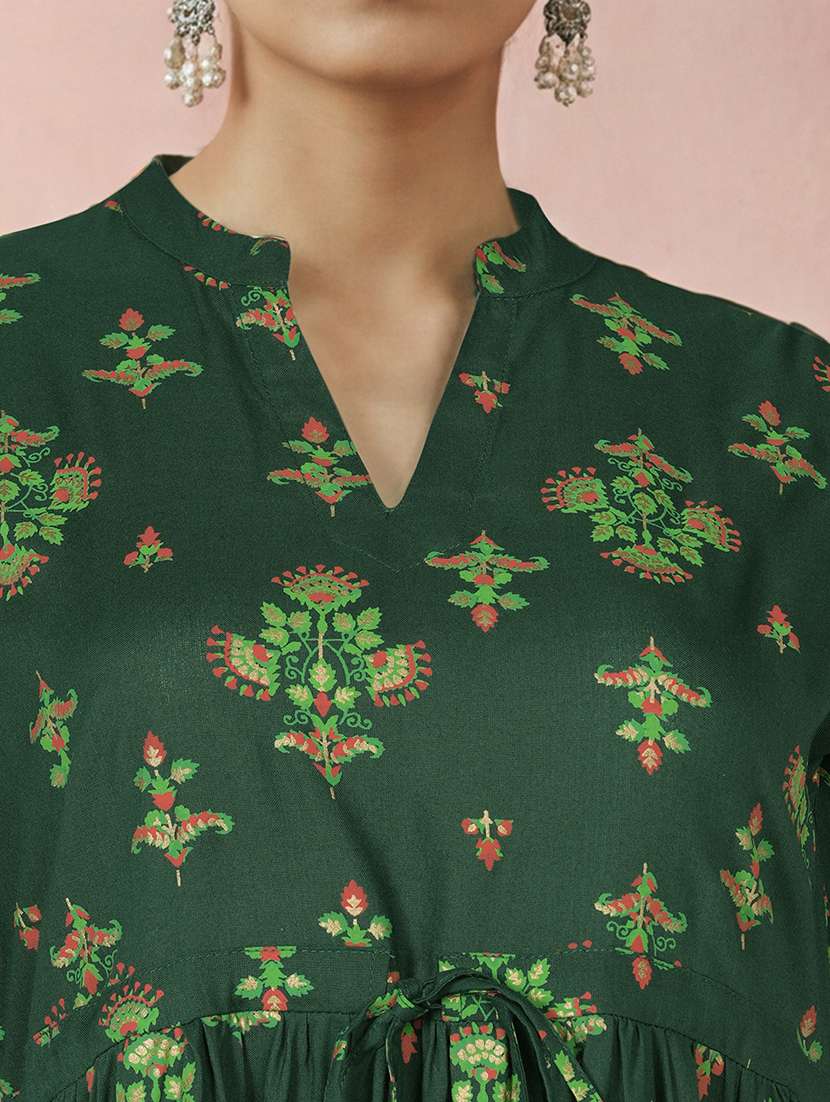 women floral puff sleeve sleeve ethnic dress - 22310523 -  Standard Image - 4