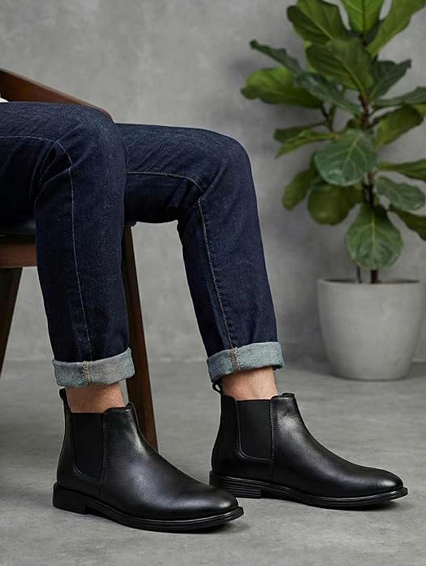 men black slip on boot - 22310544 -  Standard Image - 1