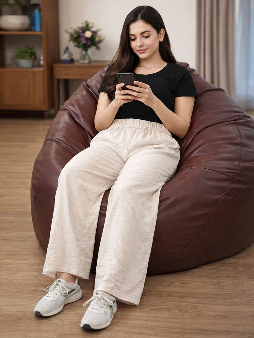 women solid high rise wide leg trouser - 22310555 -  Standard Image - 4