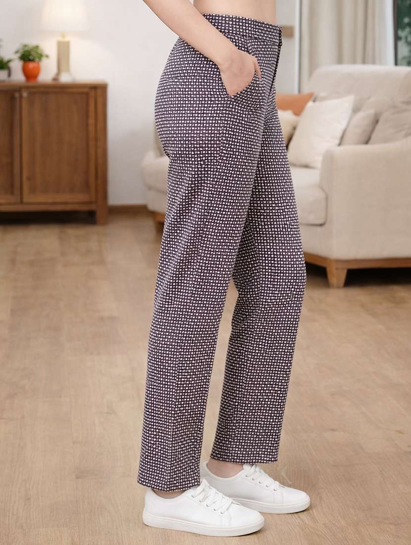 women printed high rise straight trouser - 22310556 -  Standard Image - 1