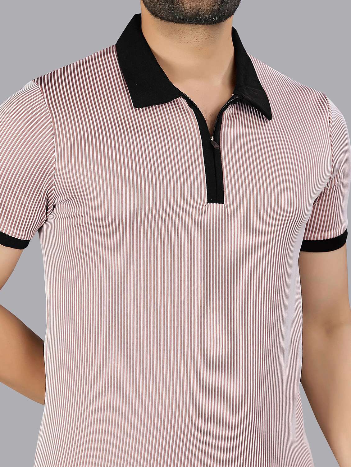 men striped short sleeve polo t-shirt - 22310782 -  Standard Image - 4