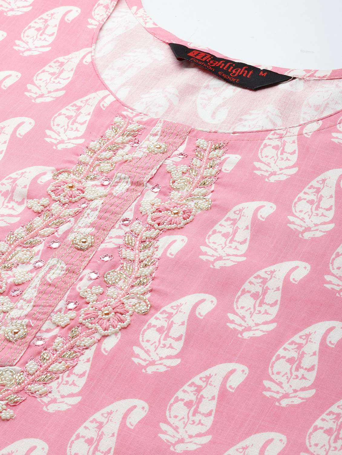 women paisley three quarter sleeve straight kurta - 22310875 -  Standard Image - 4