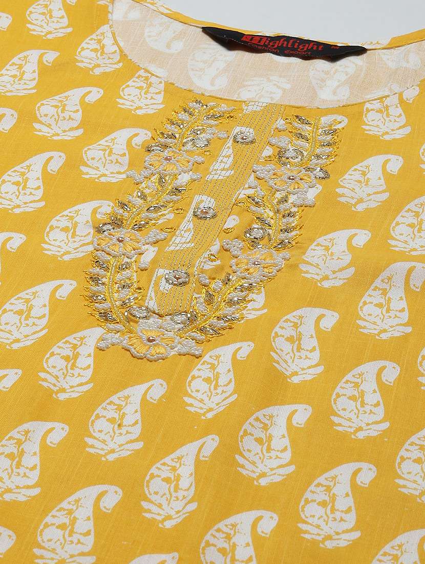 women paisley three quarter sleeve straight kurta - 22310876 -  Standard Image - 4