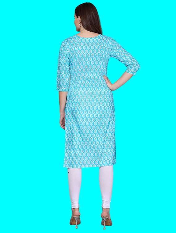 women printed three quarter sleeve straight kurta - 22310883 -  Standard Image - 4