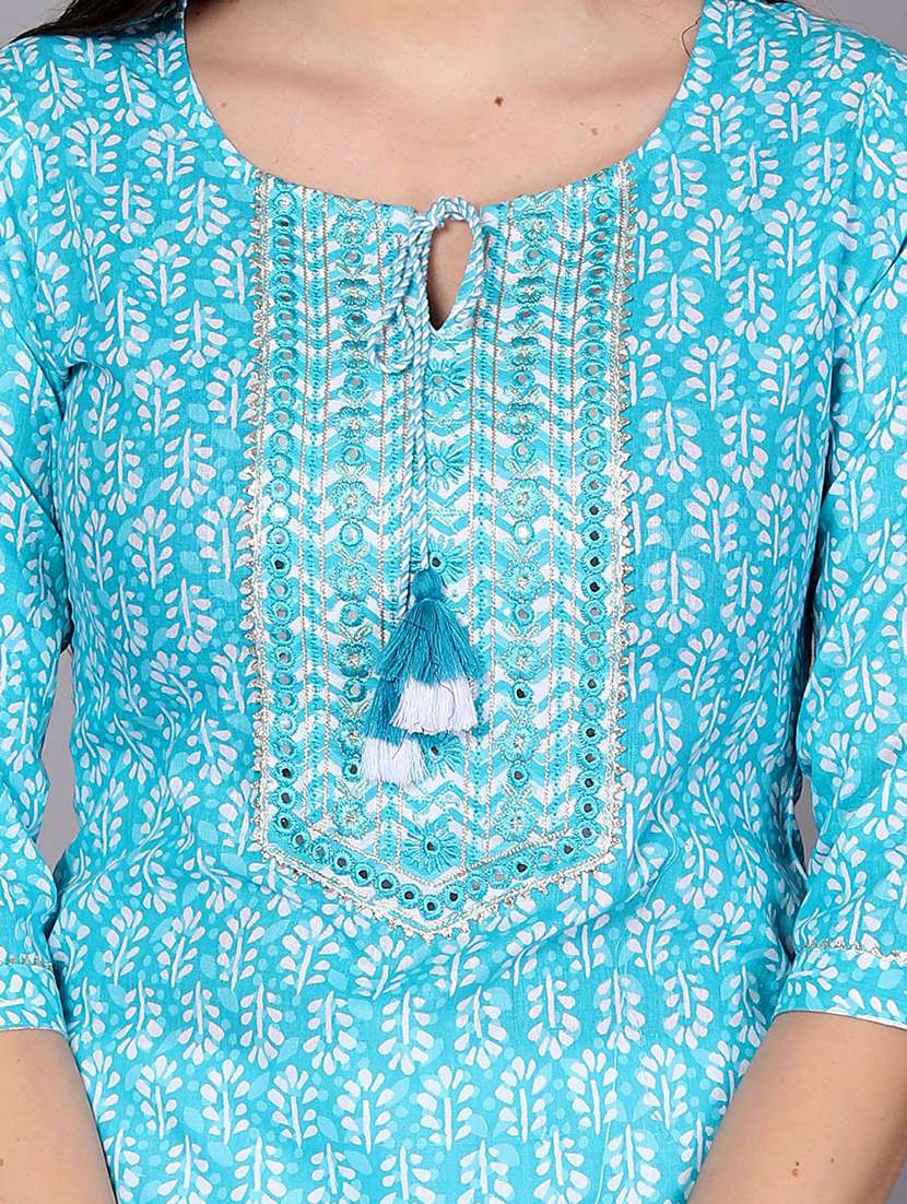 women printed three quarter sleeve straight kurta - 22310883 -  Standard Image - 6
