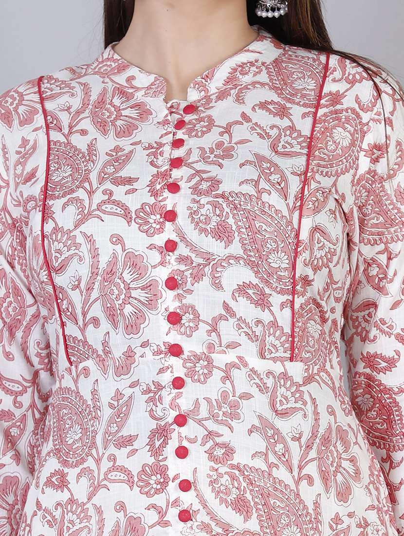 women printed three quarter sleeve front slit kurta - 22310936 -  Standard Image - 4