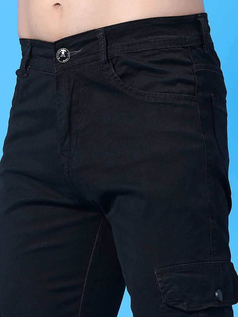 men solid mid rise regular fit cargo  - 22311677 -  Standard Image - 1