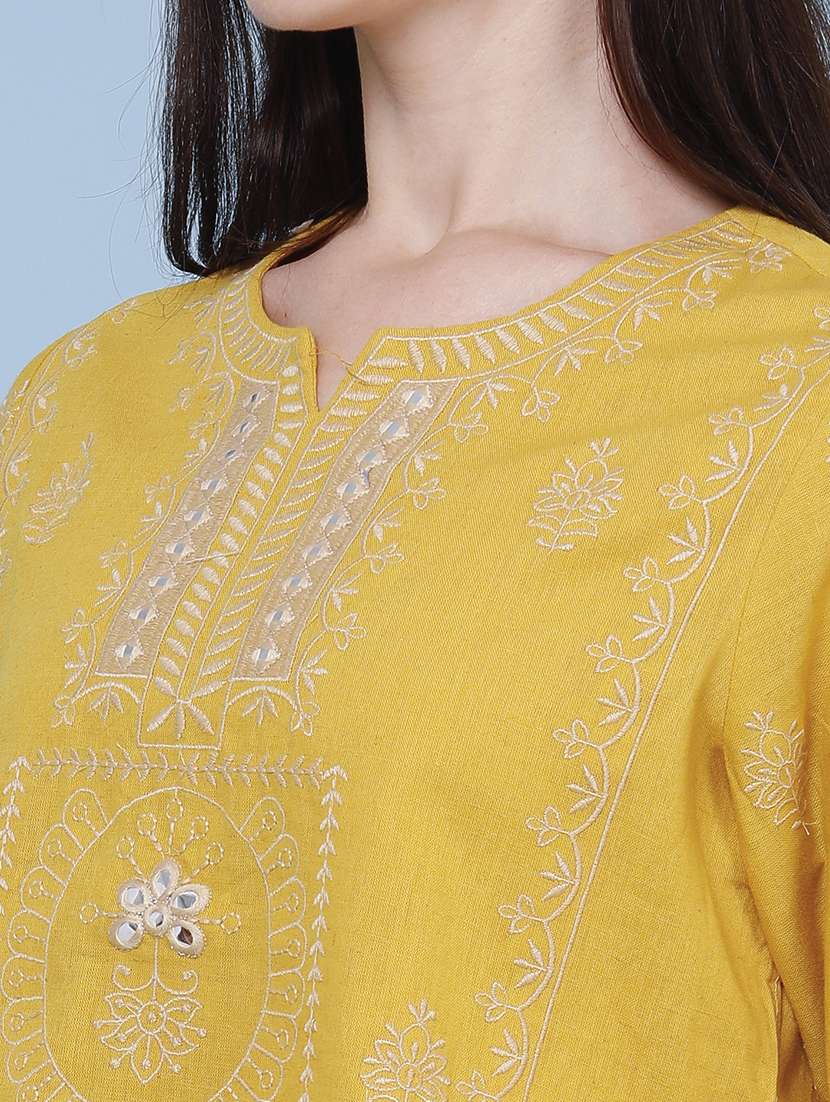women embroidered three quarter sleeves regular top - 22311769 -  Standard Image - 1