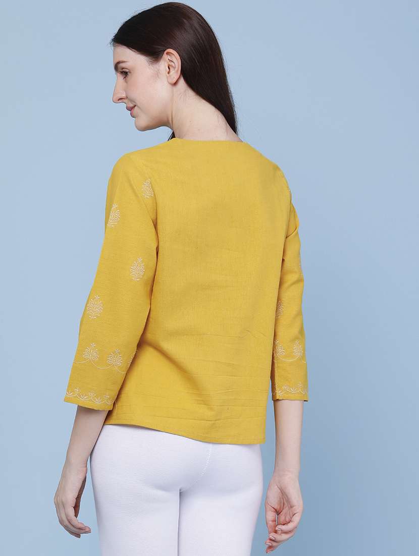 women embroidered three quarter sleeves regular top - 22311769 -  Standard Image - 4