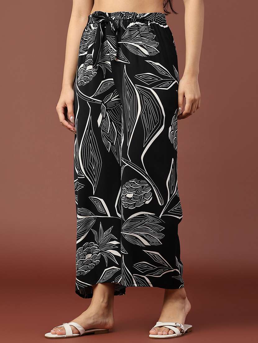 women printed mid rise straight palazzo - 22311799 -  Standard Image - 4