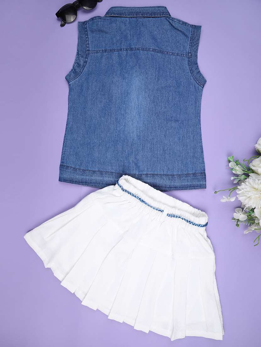 girls solid top and skirt set - 22311929 -  Standard Image - 1