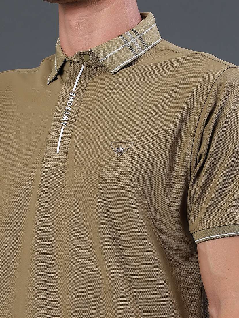 Men Solid Short Sleeve Regular Fit Polo T-shirt - 22311950 -  Standard Image - 1