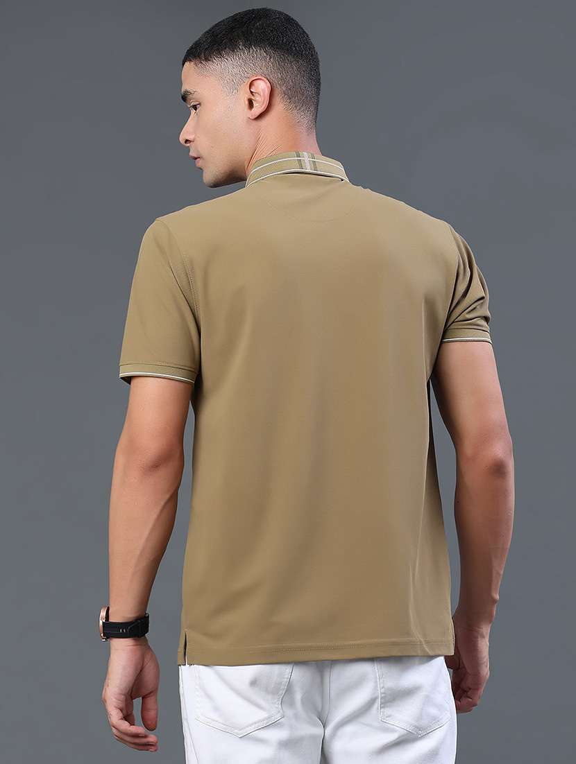 Men Solid Short Sleeve Regular Fit Polo T-shirt - 22311950 -  Standard Image - 4