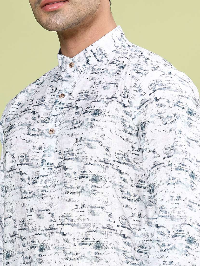 Off White Cotton Kurta Pyjama Ethnic Wear - 22312008 -  Standard Image - 1