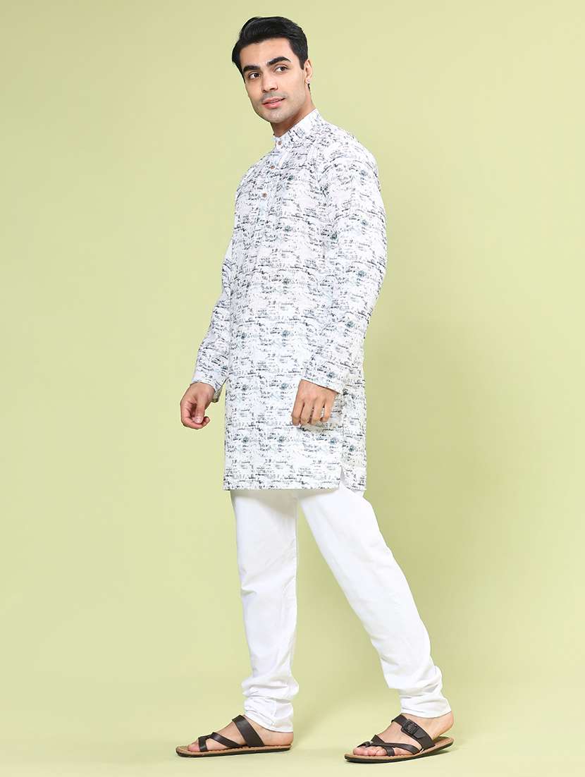 Off White Cotton Kurta Pyjama Ethnic Wear - 22312008 -  Standard Image - 4
