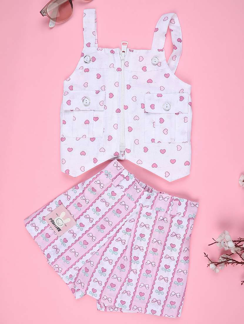 girls printed top and short set