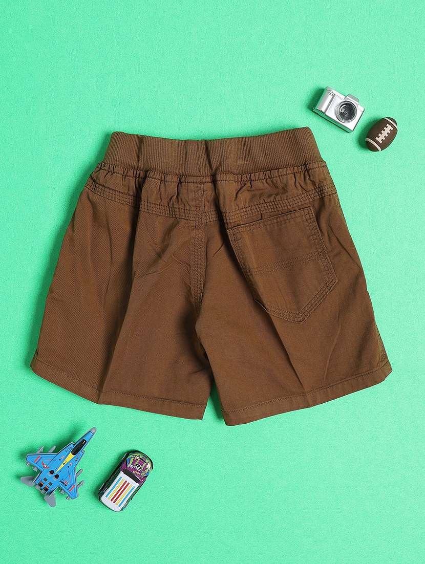 boys solid mid rise regular fit shorts - 22312077 -  Standard Image - 1