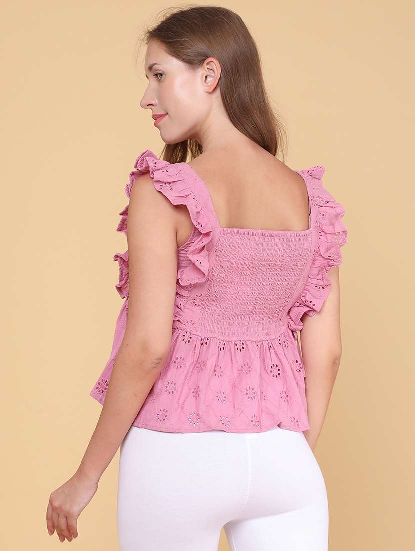 women embroidered sleeveless peplum top - 22312088 -  Standard Image - 4