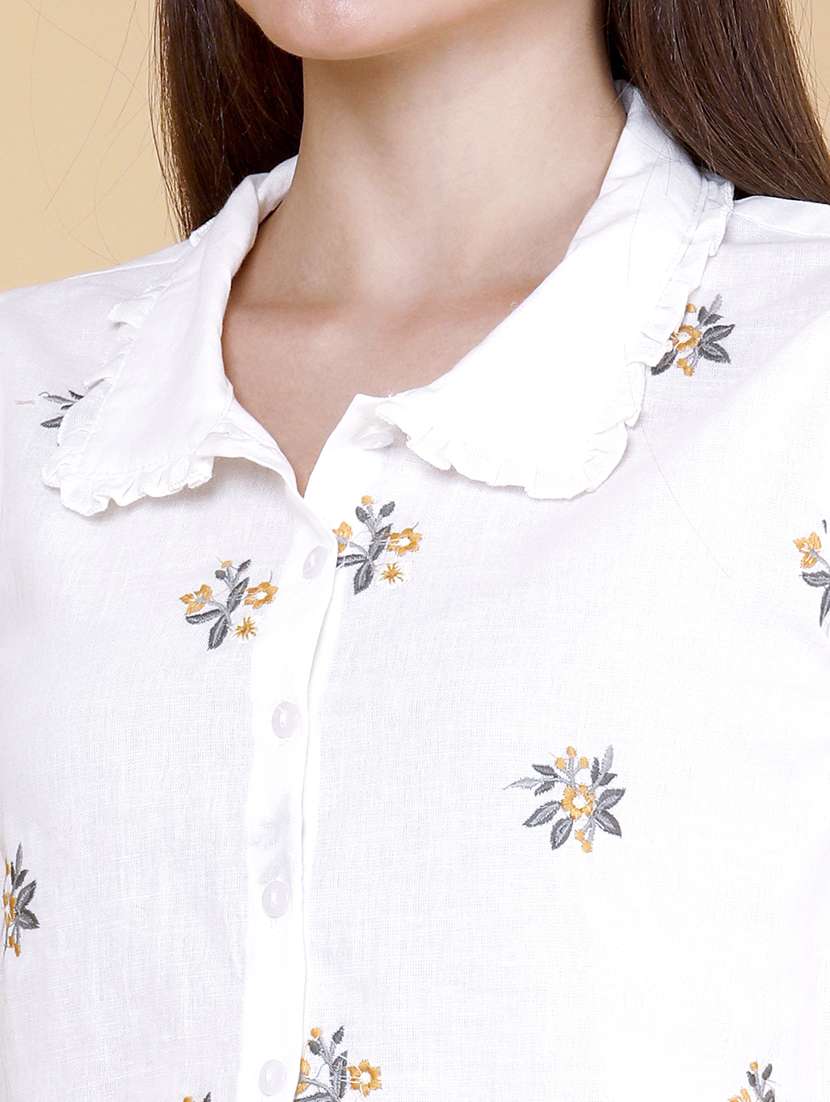 women embroidered short sleeves crop top - 22312089 -  Standard Image - 1