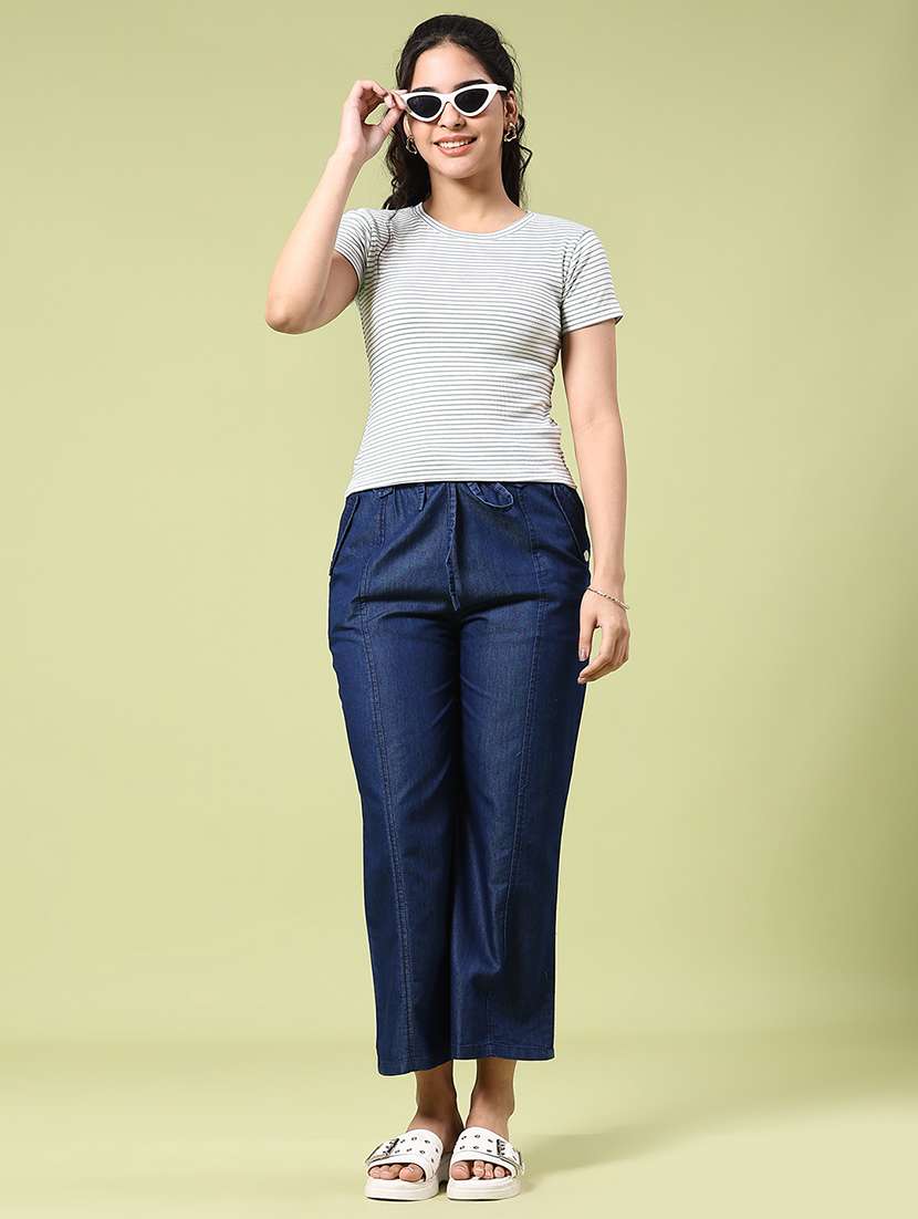 women solid mid rise straight trouser - 22312095 -  Standard Image - 4