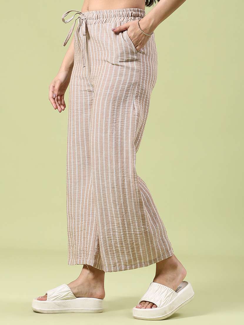 women striped mid rise straight palazzo